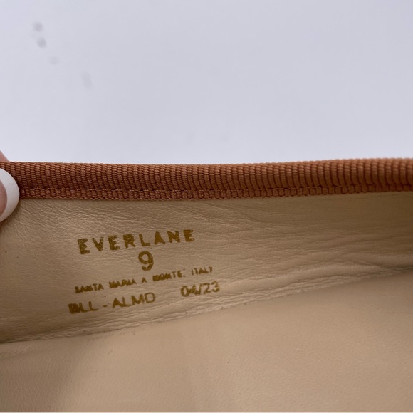 NEW Everlane Toasted Almond Tan Italian Leather The Day Tie Ballet Flat Size 9 - Picture 13 of 13